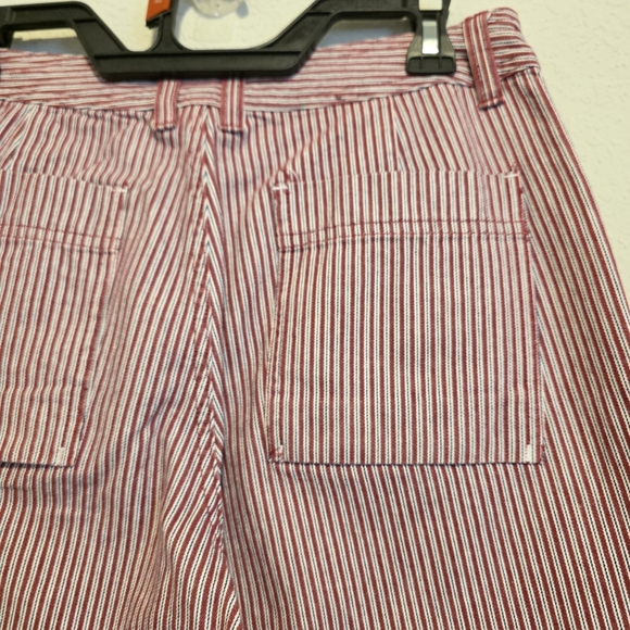 Vintage Riveted by Lee Capri Striped Red Wide Leg 100% Cotton Women's 6M - Picture 7 of 10